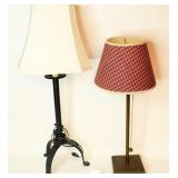 Pair of Metal Lamps; one on left is wrought iron