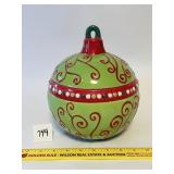 A Christmas ornament cookie jar by Harbor East -
