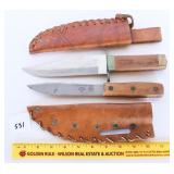 Two knives with sheaths the smaller the Marked