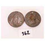 (2) large one cent coins, 1794 and what appears