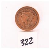 1852 Large One Cent Coin
