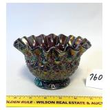 A vintage Ellie Smith carnival glass daisy and