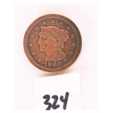 1849 Large One Cent Coin