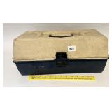 A vintage plastic tackle box contents included -