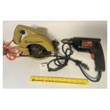 A Black and Decker circular saw and a Skil 3/8