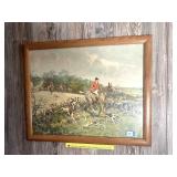 A framed hunting scene print by Gilbert S Wright.