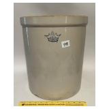 A number six antique stoneware crown crock -