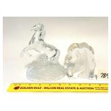 A pair of glass or crystal horse figurines -