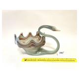 A vintage art glass swan - Located in Dining Room