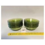 (13) Green Sereno Glass bowls - Located in