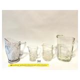 A group lot of vintage glass pitchers - Located