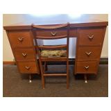 A mid-century desk with chair. Measures