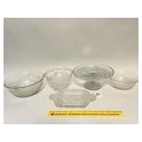An assortment of glassware including a cake stand