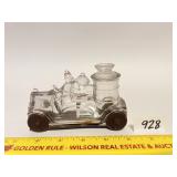 An antique glass fire truck candy container -
