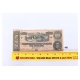 1864 Confederate States of America $10 bill