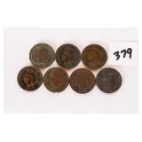 (7) Indian head pennies. 1897, 1903, 1890. 1905,
