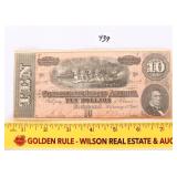 1864 Confederate States of America $10 bill