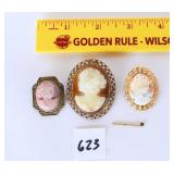 (3) Cameo brooches. One does have the clasp