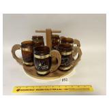 A vintage siesta ware cowboy chuck wagon glass