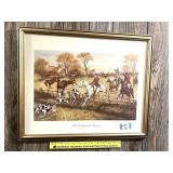 (2) framed prints. Possibly fox hunting scenes -