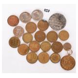 Group lot of tokens and coins - includes some