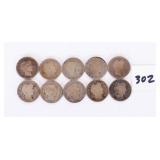 (10) Barber Dimes - includes a 1912 D, a 1907 O,