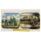 A pair of Metal John Deere trays - Located in