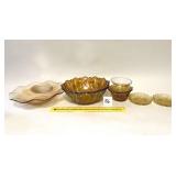 A group lot of amber and marigold glass - Located