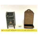 US Mail Bank. Also included is a metal match box
