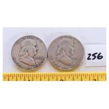 (2) Franklin silver half dollars. 1952 and 1952