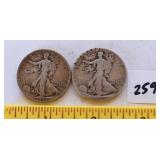 (2) silver half dollars. 1943