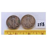 (2) silver walking liberty half dollars. 1936 and