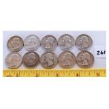 (10) silver quarters. They range and date from