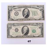 (2) $10 Bills - 1934 A $10 bill, and a 1981 A $10