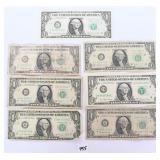Group of $1 bills. Some are bar notes. You have