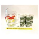 A vintage Pitcher, also included are some vintage
