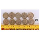 10 Kennedy half dollars 40% silver