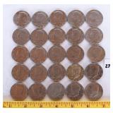 (25) Kennedy half dollars. They are all 1971 or