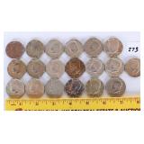 (19) Kennedy half dollars. 40% silver.