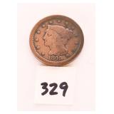 1845 Large One Cent Coin