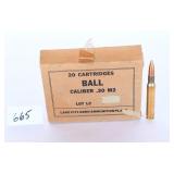 A box of 20 cartridges ball caliber .30 M2