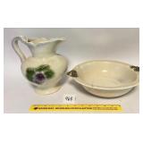 A vintage bowl and pitcher set. The bowl has been