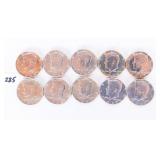 (10) 40% Silver, Kennedy Half Dollars, ranging