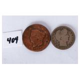 1908 barber quarter, a 1800s large one cent
