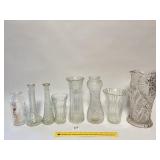 A large group lot of glass vases including one
