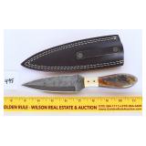 Damascus blade knife with sheath