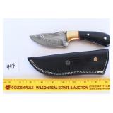 Damascus knife with sheath