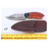 Damascus knife with sheath