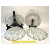 (4) Large vintage glass platters, (2) are Star of