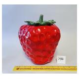 A vintage strawberry cookie jar. Marked USA on